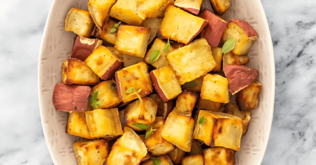 Eleve seu almoço com batata doce assada, uma opção sofisticada