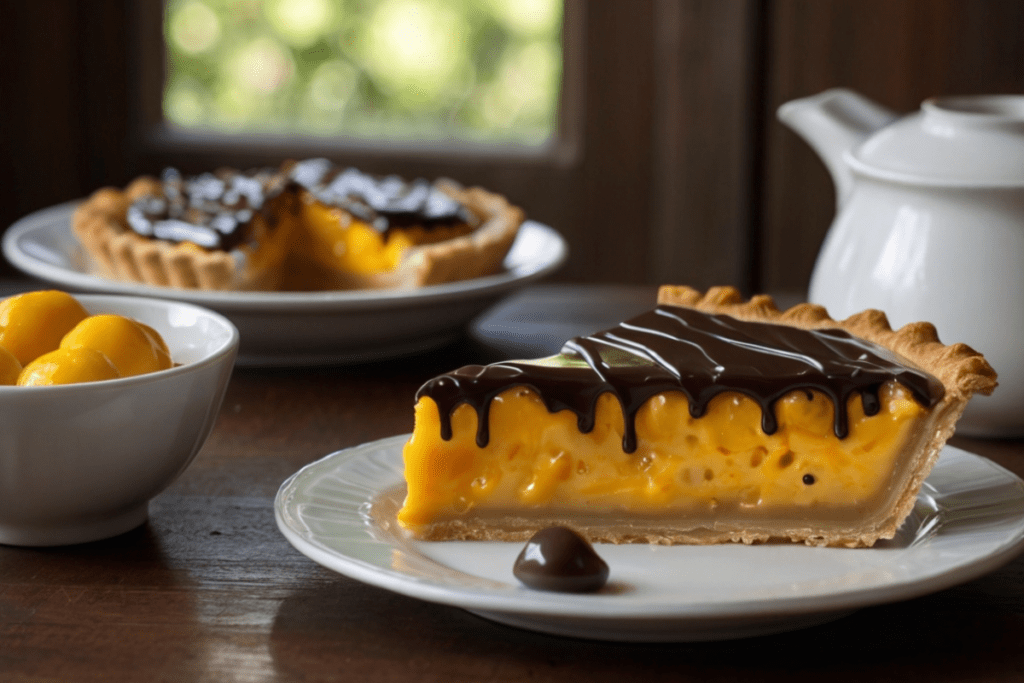 torta de maracujá com ganache de chocolate amargo